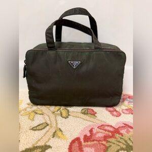 PRADA Unisex Vanity Bag/Multi-Compartment Pouch Handbag Tessuto Nylon Green
